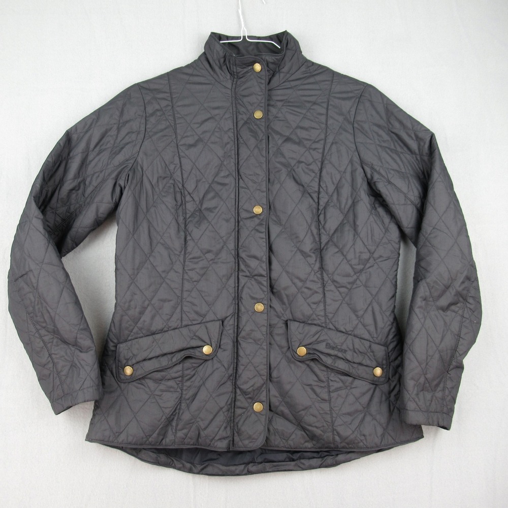 Barbour Flyweight Cavalry Jacket Women 12 Black Quilted LQU0228NY91 Full Zip